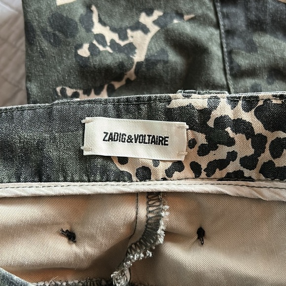 Zadig & Voltaire Pilote Camo Leo cargo high rise army green baggy loose Pants Mโ - Picture 2 of 11